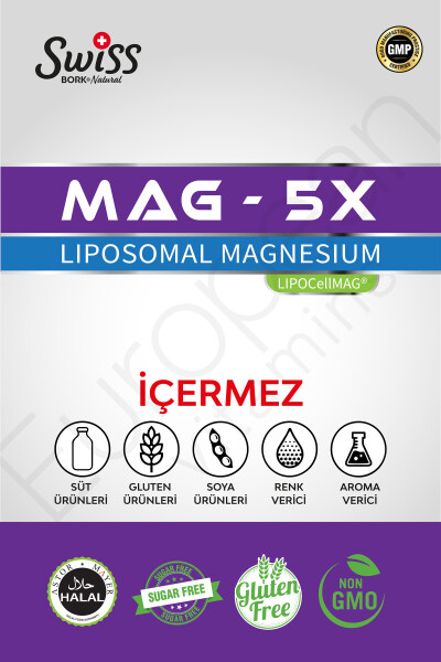 SWISS Magnezyum Vitamini Mag 5x Liposomal Magnezyum 30 Vegan Kapsül - 15