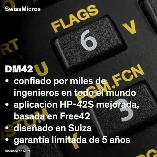 SwissMicros DM42 RPN Calculator - Advanced Scientific Calculator - Programmable Reverse Polish Notation Calculator with High-Resolution Display and Metal Case - 7