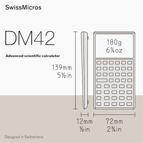 SwissMicros DM42 RPN Hesap Makinesi - Gelişmiş Bilimsel Hesap Makinesi - Yüksek Çözünürlüklü Ekranlı ve Metal Kasalı Programlanabilir Ters Polonyalı Hesap Makinesi - 6