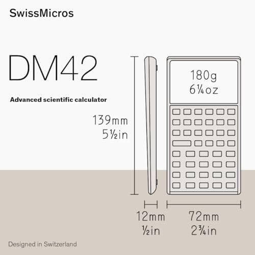 SwissMicros DM42 RPN Hesap Makinesi - Gelişmiş Bilimsel Hesap Makinesi - Yüksek Çözünürlüklü Ekranlı ve Metal Kasalı Programlanabilir Ters Polonyalı Hesap Makinesi - 6