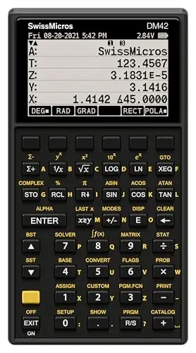 SwissMicros DM42n RPN Scientific Calculator – Upgraded Version of DM42, HP-42S Inspired, 34-Digit Quadruple Precision, USB-C Connectivity, Programmable, High-Contrast LCD, Long Battery Life - 1