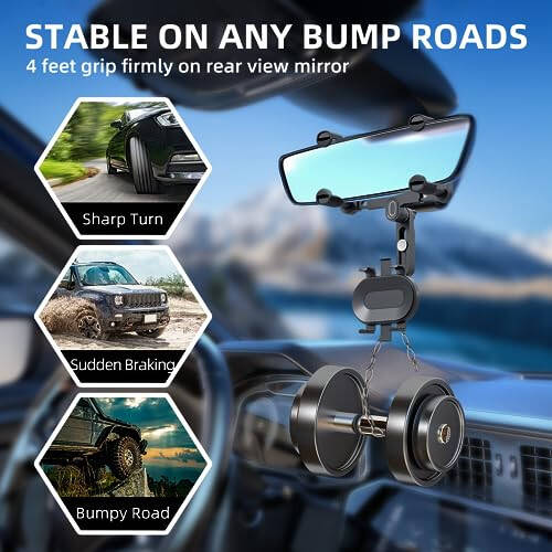 SXhyf Rear View Mirror Phone Holder, 2023 Rotatable and Ret retractable Car Phone Holder, Universal Car Phone Holder Mount, Cell Phone Holder Car Fit for iPhone 11 12 13 14 Pro Max Samsung All Phone - 10