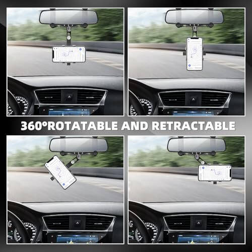 SXhyf Rear View Mirror Phone Holder, 2023 Rotatable and Ret retractable Car Phone Holder, Universal Car Phone Holder Mount, Cell Phone Holder Car Fit for iPhone 11 12 13 14 Pro Max Samsung All Phone - 3