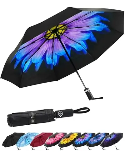SY COMPACT Travel Umbrella for Rain, Windproof Automatic Compact Umbrella, UV Sun Protection, Lightweight Waterproof Travel Size for Backpack & Car, Factory Direct - SY