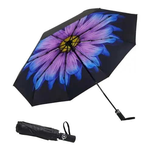 SY COMPACT Travel Umbrella Windproof Factory outlet Compact Automatic Umbrellas for Rain Compact Small UV Sun Protection Umbrella Durable Waterproof Lightweight-Fits Backpack Car Purse - 1
