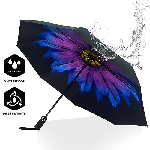 SY COMPACT Travel Umbrella Windproof Factory outlet Compact Automatic Umbrellas for Rain Compact Small UV Sun Protection Umbrella Durable Waterproof Lightweight-Fits Backpack Car Purse - 3