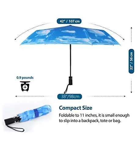 SY COMPACT Travel Umbrella Windproof Factory outlet Compact Automatic Umbrellas for Rain Compact Small UV Sun Protection Umbrella Durable Waterproof Lightweight-Fits Backpack Car Purse - 4