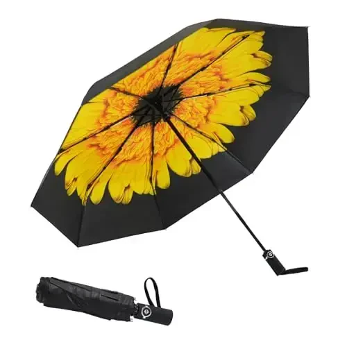 SY COMPACT Travel Umbrella Windproof Factory outlet Compact Automatic Umbrellas for Rain Compact Small UV Sun Protection Umbrella Durable Waterproof Lightweight-Fits Backpack Car Purse - 1