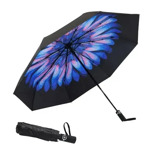 SY COMPACT Travel Umbrella Windproof Factory outlet Compact Automatic Umbrellas for Rain Compact Small UV Sun Protection Umbrella Durable Waterproof Lightweight-Fits Backpack Car Purse - 1