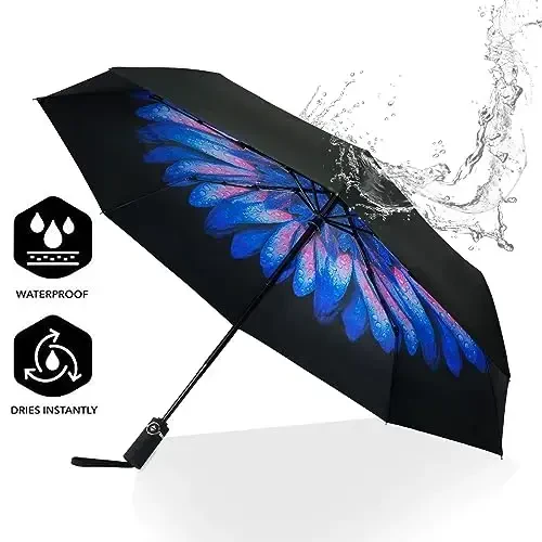 SY COMPACT Travel Umbrella Windproof Factory outlet Compact Automatic Umbrellas for Rain Compact Small UV Sun Protection Umbrella Durable Waterproof Lightweight-Fits Backpack Car Purse - 3