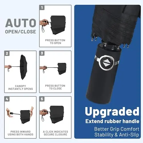 SY COMPACT Travel Umbrella Windproof Factory outlet Compact Automatic Umbrellas for Rain Compact Small UV Sun Protection Umbrella Durable Waterproof Lightweight-Fits Backpack Car Purse - 4