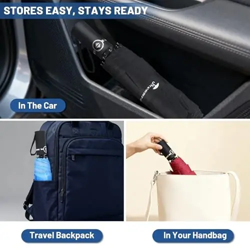 SY COMPACT Travel Umbrella Windproof Factory outlet Compact Automatic Umbrellas for Rain Compact Small UV Sun Protection Umbrella Durable Waterproof Lightweight-Fits Backpack Car Purse - 5