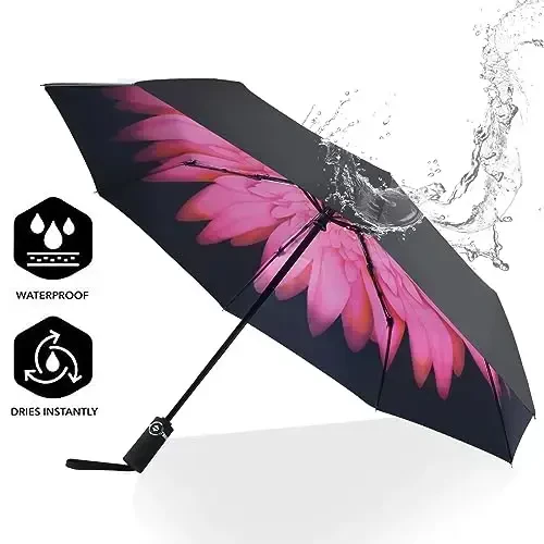 SY COMPACT Travel Umbrella Windproof Factory outlet Compact Automatic Umbrellas for Rain Compact Small UV Sun Protection Umbrella Durable Waterproof Lightweight-Fits Backpack Car Purse - 3