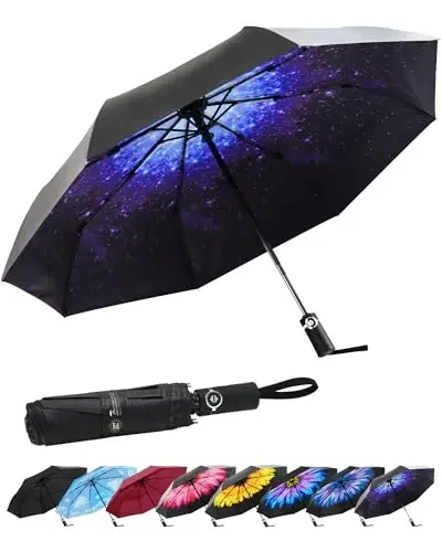 SY COMPACT Travel Umbrella Windproof Factory outlet Compact Automatic Umbrellas for Rain Compact Small UV Sun Protection Umbrella Durable Waterproof Lightweight-Fits Backpack Car Purse - SY COMPACT