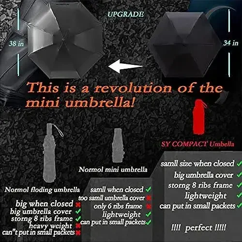 SY COMPACT Travel Umbrella - Lightweight Portable Mini Compact Umbrellas-Factory Outlet Shop - 7