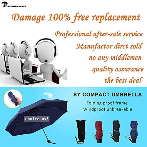 SY COMPACT Travel Umbrella - Lightweight Portable Mini Compact Umbrellas - Factory Outlet Shop - 7