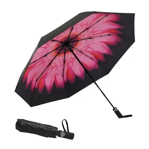 SY COMPACT Travel Umbrella Windproof Factory outlet Compact Automatic Umbrellas for Rain Compact Small UV Sun Protection Umbrella Durable Waterproof Lightweight-Fits Backpack Car Purse - MODAZONE