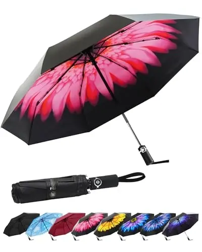SY COMPACT Travel Umbrella Windproof Factory outlet Compact Automatic Umbrellas for Rain Compact Small UV Sun Protection Umbrella Durable Waterproof Lightweight-Fits Backpack Car Purse 