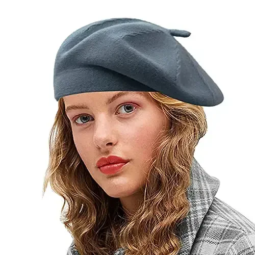 Sydbecs Ayollar Qizlar uchun Beret Shlyapalar, Ikki tomonlama Frantsuz Beret Shlyapa Qattiq Rangli Uslub - 1