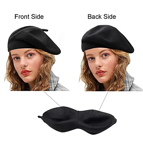 Sydbecs Beret Hats for Women Girls, Reversible French Berets Hat Solid Color Style - 5