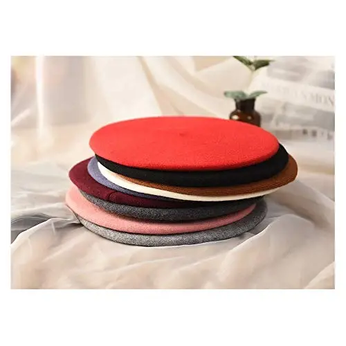 Sydbecs Beret Hats for Women Girls, Reversible French Berets Hat Solid Color Style - 6