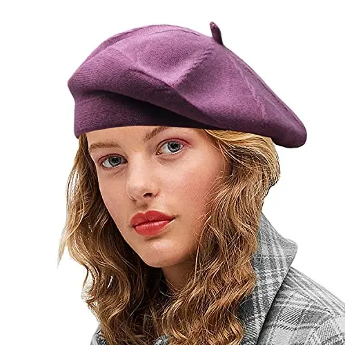 Sydbecs CasModazoneere Beret Hats for Women Girls, Reversible French Berets Hat Solid Color Style - 1