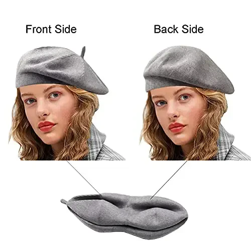 Sydbecs CasModazoneere Beret Hats for Women Girls, Reversible French Berets Hat Solid Color Style - 5