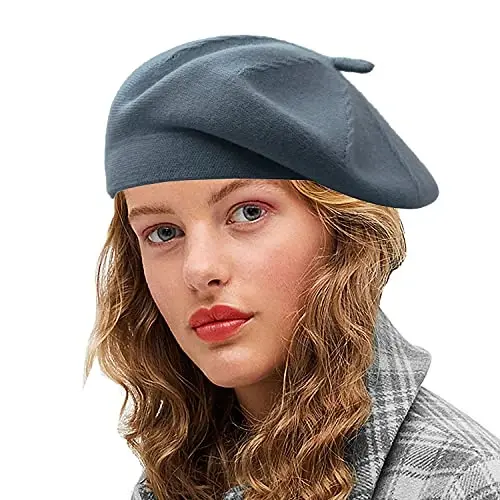 Sydbecs Beret Hats for Women Girls, Reversible French Berets Hat Solid Color Style - 1