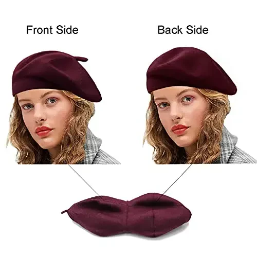Sydbecs CasModazoneere Beret Hats for Women Girls, Reversible French Berets Hat Solid Color Style - 5
