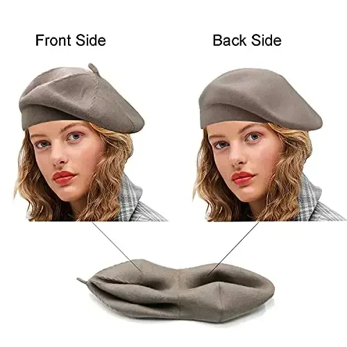Sydbecs CasModazoneere Beret Hats for Women Girls, Reversible French Berets Hat Solid Color Style - 5