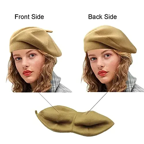 Sydbecs CasModazoneere Beret Hats for Women Girls, Reversible French Berets Hat Solid Color Style - 5
