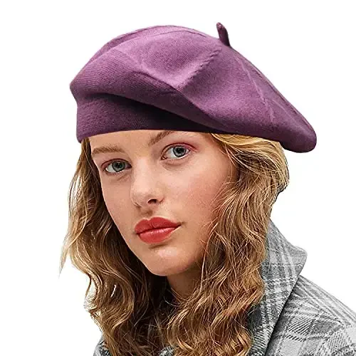 Sydbecs CasModazoneere Beret Hats for Women Girls, Reversible French Berets Hat Solid Color Style 