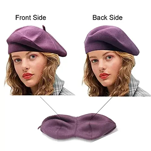 Sydbecs CasModazoneere Beret Hats for Women Girls, Reversible French Berets Hat Solid Color Style - 5