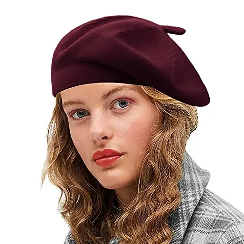 Sydbecs CasModazoneere Beret Hats for Women Girls, Reversible French Berets Hat Solid Color Style 