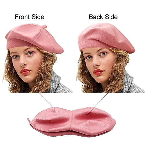 Sydbecs Beret Hats for Women Girls, Reversible French Berets Hat Solid Color Style - 5