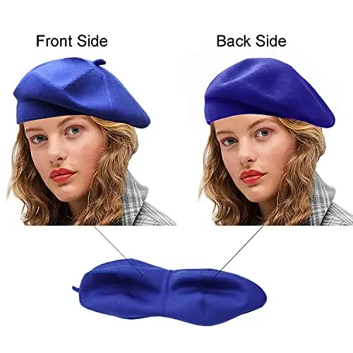 Sydbecs Beret Hats for Women Girls, Reversible French Berets Hat Solid Color Style - 5