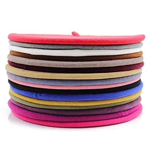 Sydbecs Beret Hats for Women Girls, Reversible French Berets Hat Solid Color Style - 6