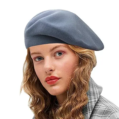 Sydbecs Beret Hats for Women Girls, Reversible French Berets Hat Solid Color Style - 1