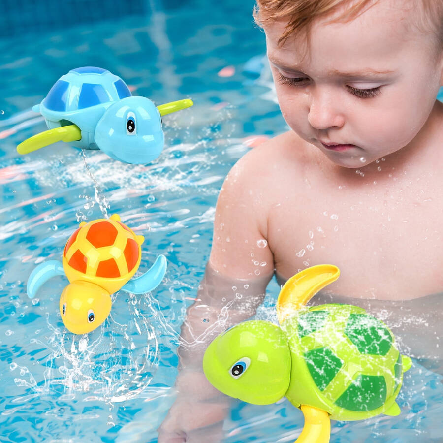 Syenll Baby Bath Toys, 3 Pack Swimming Turtle Bath Toys for Toddlers, Bathtub Wind up Water Toy for 1 2 3 4 5 Year Old Child Kids - 9