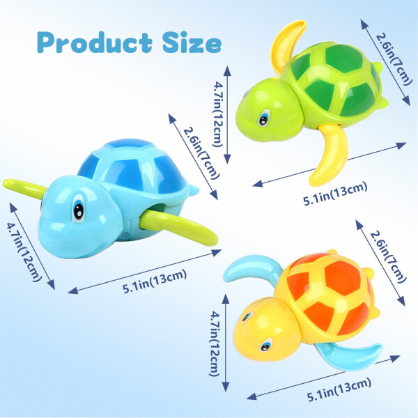 Syenll Baby Bath Toys, 3 Pack Swimming Turtle Bath Toys for Toddlers, Bathtub Wind up Water Toy for 1 2 3 4 5 Year Old Child Kids - 10