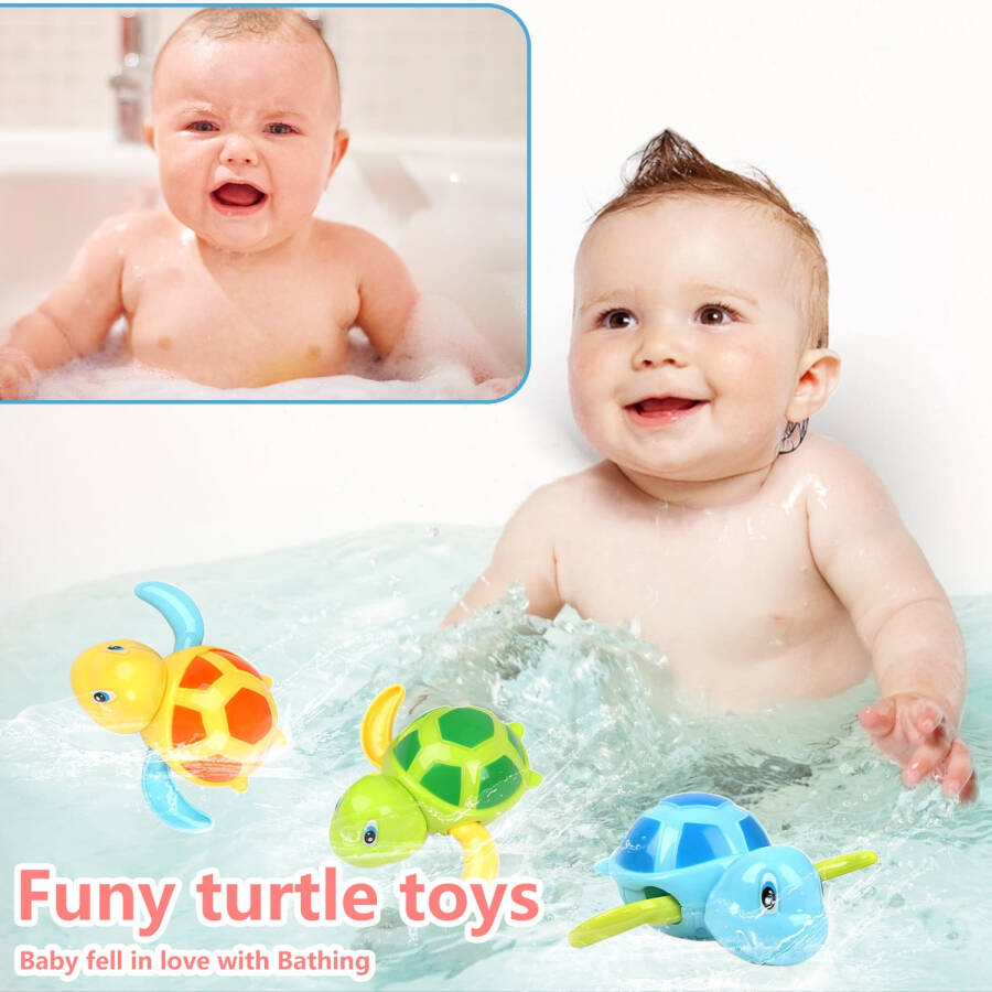 Syenll Baby Bath Toys, 3 Pack Swimming Turtle Bath Toys for Toddlers, Bathtub Wind up Water Toy for 1 2 3 4 5 Year Old Child Kids - 12