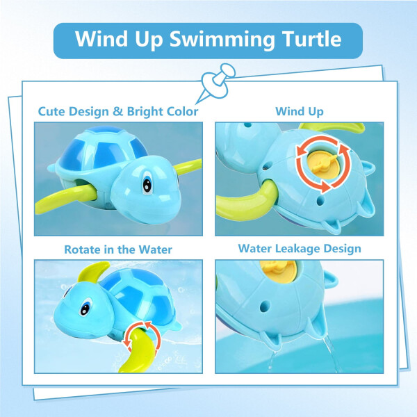 Syenll Baby Bath Toys, 3 Pack Swimming Turtle Bath Toys for Toddlers, Bathtub Wind up Water Toy for 1 2 3 4 5 Year Old Child Kids - 15