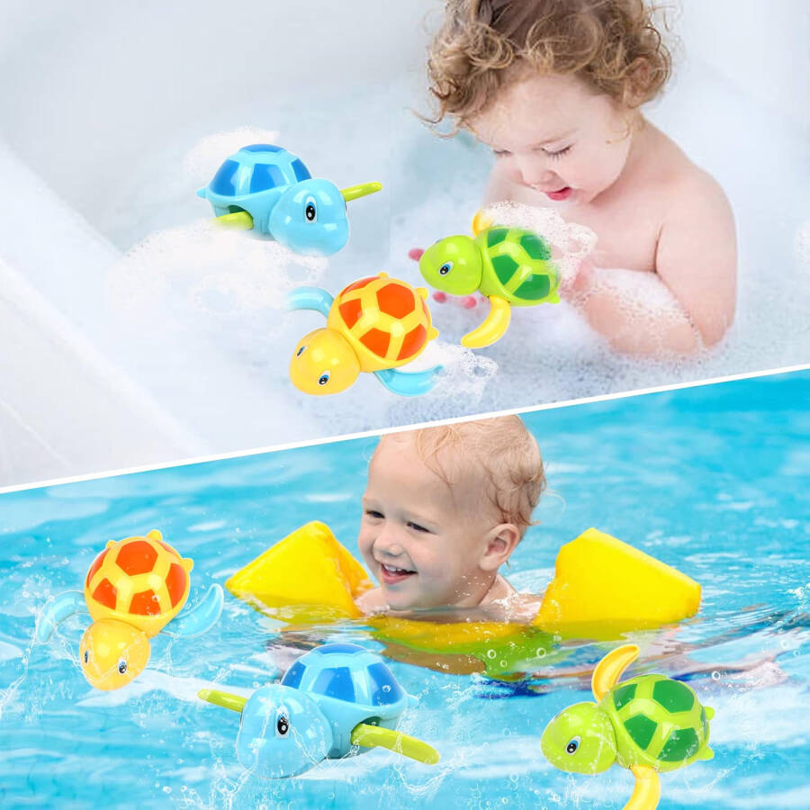 Syenll Baby Bath Toys, 3 Pack Swimming Turtle Bath Toys for Toddlers, Bathtub Wind up Water Toy for 1 2 3 4 5 Year Old Child Kids - 16