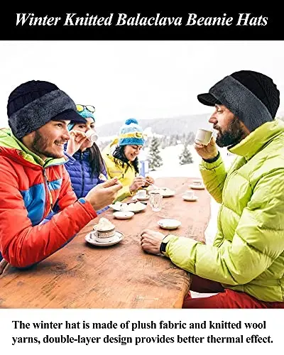 Syhood 2/3 Pcs Winter Knitted Balaclava Hat Warm Cycling Ski Mask Face Covering Hat Neck Gaiter for Winter Outdoor Sports 