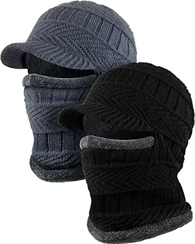 Syhood Winter Knitted Balaclava Hat Warm Cycling Ski Mask Face Covering Hat Neck Gaiter for Winter Outdoor Sports 
