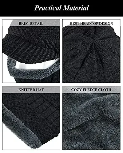 Syhood 2/3 Pcs Winter Knitted Balaclava Hat Warm Cycling Ski Mask Face Covering Hat Neck Gaiter for Winter Outdoor Sports - 4