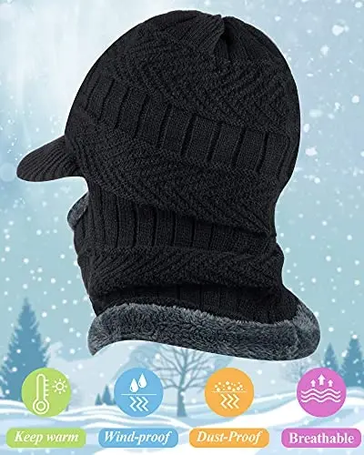 Syhood Winter Knitted Balaclava Hat Warm Cycling Ski Mask Face Covering Hat Neck Gaiter for Winter Outdoor Sports - 3