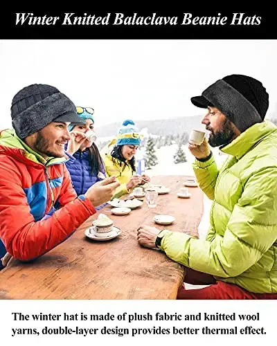 Syhood Winter Knitted Balaclava Hat Warm Cycling Ski Mask Face Covering Hat Neck Gaiter for Winter Outdoor Sports - 6