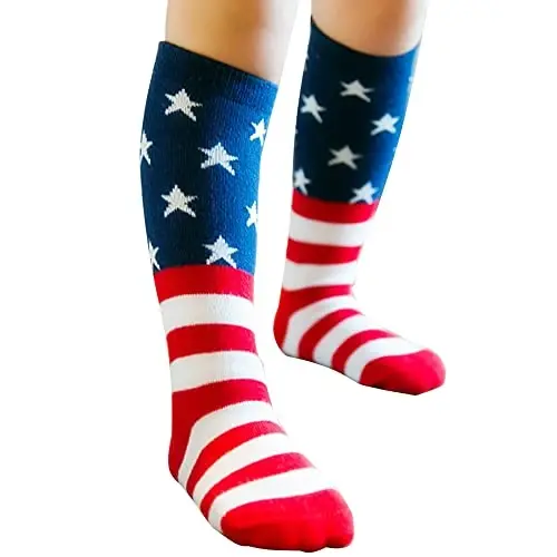 SYIDINZN USA Flag Kids Socks Star Socks Knee High Sock for Boys Girls Baby Toddler Child 
