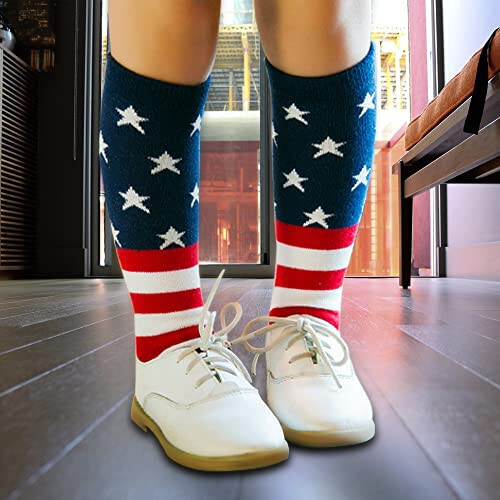 SYIDINZN USA Flag Kids Socks Star Socks Knee High Sock for Boys Girls Baby Toddler Child - 45